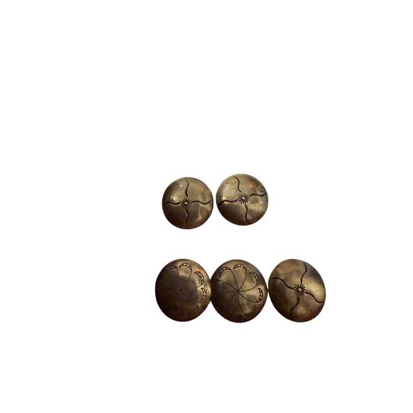 Set of 5 Southwestern Silver-Tone Button Covers – Etched Floral Concho Design - Picture 1 of 2